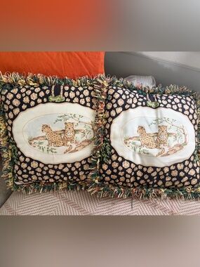 16” safari lion themed vintage custom pillows